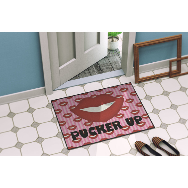 Lips (Pucker Up) Door Mat Lifestyle