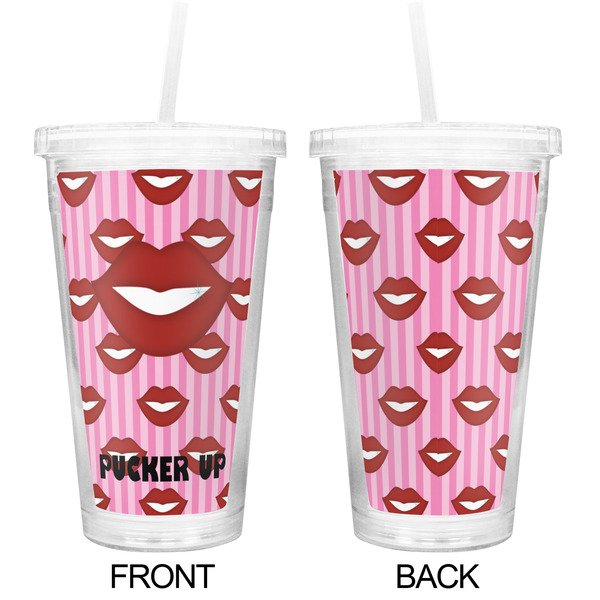 Lips (Pucker Up) Double Wall Tumbler with Straw - Approval