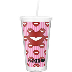 Lips (Pucker Up) Double Wall Tumbler with Straw