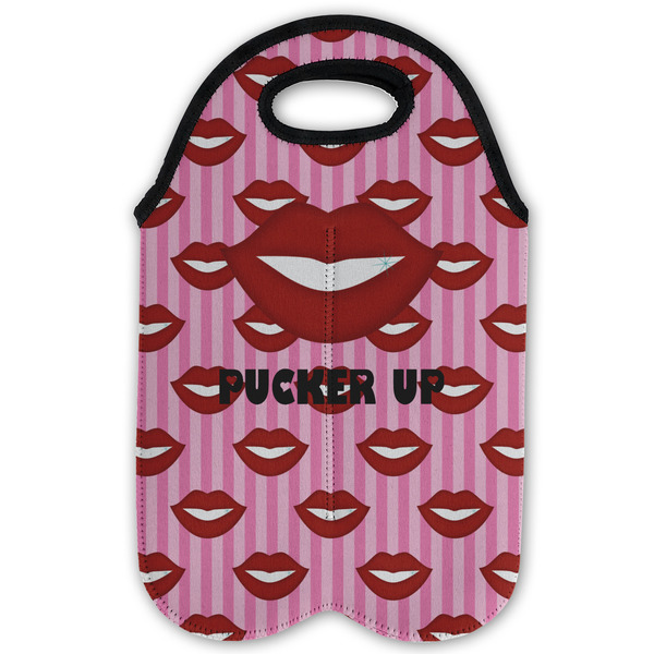 Lips (Pucker Up) Double Wine Tote - Flat (new)