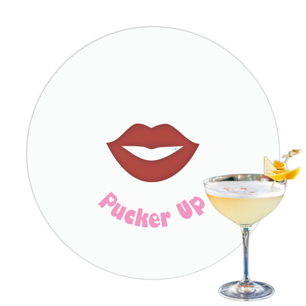 Custom Lips (Pucker Up) Printed Drink Topper - 3.25"