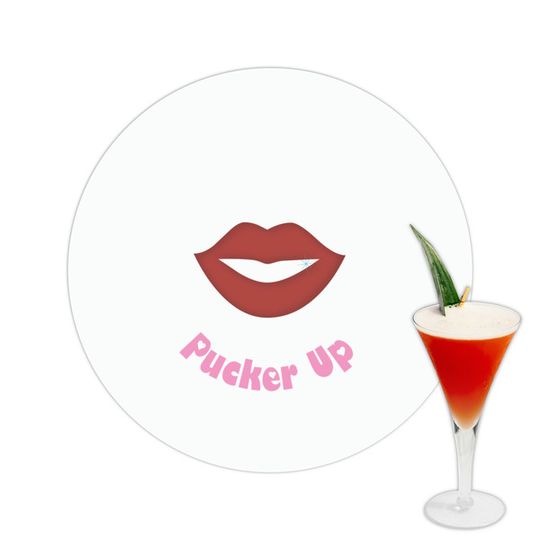 Custom Lips (Pucker Up) Printed Drink Topper -  2.5"
