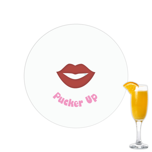 Custom Lips (Pucker Up) Printed Drink Topper - 2.15"