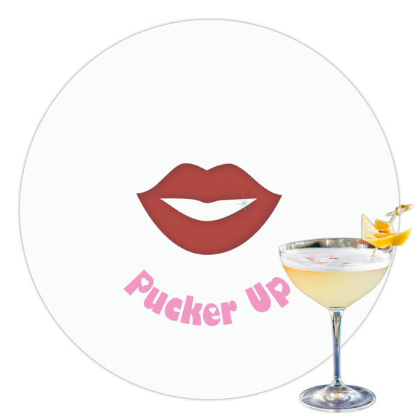 Custom Lips (Pucker Up) Printed Drink Topper - 3.5"