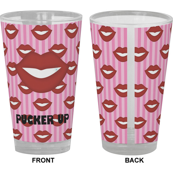 Lips (Pucker Up) Pint Glass - Full Color - Front & Back Views