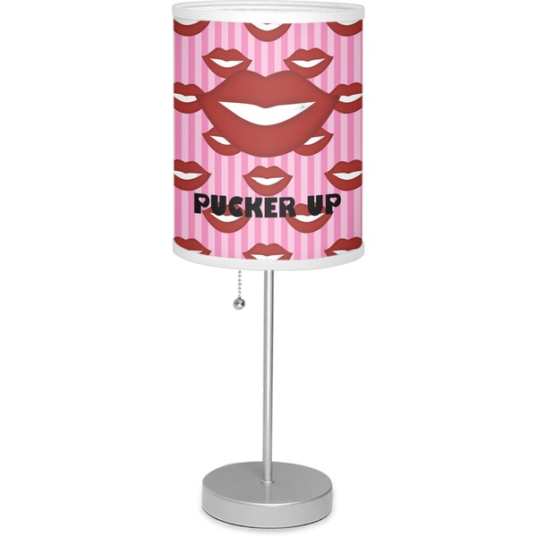 Custom Lips (Pucker Up) 7" Drum Lamp with Shade Linen