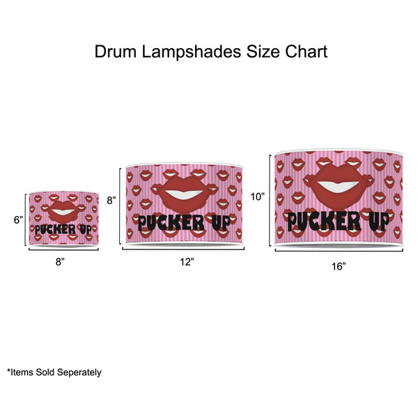 Lips (Pucker Up) Drum Lampshades - Sizing Chart