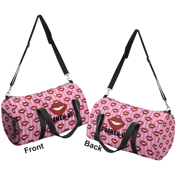 Lips (Pucker Up) Duffle bag large front and back sides