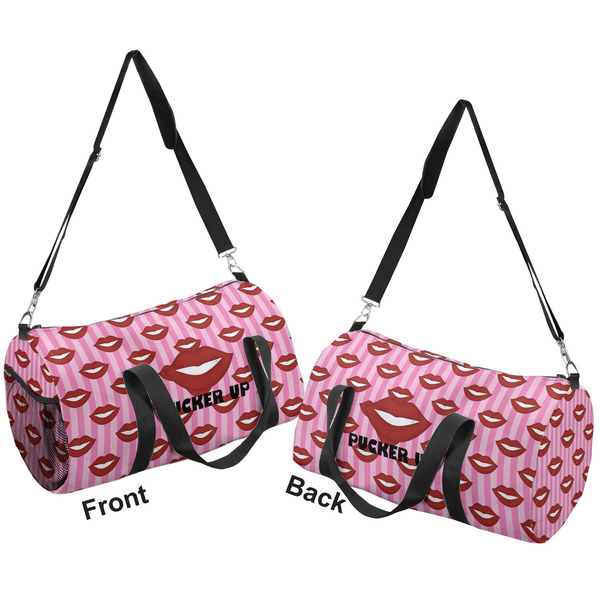 Lips (Pucker Up) Duffle bag small front and back sides