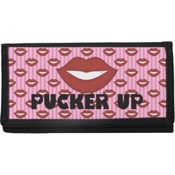 Lips (Pucker Up) Canvas Checkbook Cover