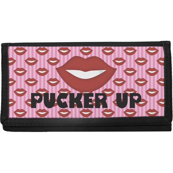 Custom Lips (Pucker Up) Canvas Checkbook Cover