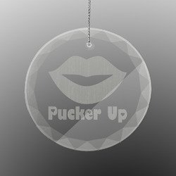 Lips (Pucker Up) Engraved Glass Ornament - Round