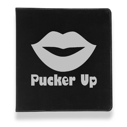 Lips (Pucker Up) Leather Binder - 1" - Black