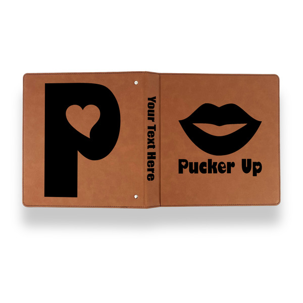 Lips (Pucker Up) Leather Binder - 1" - Rawhide - Back Spine Front View