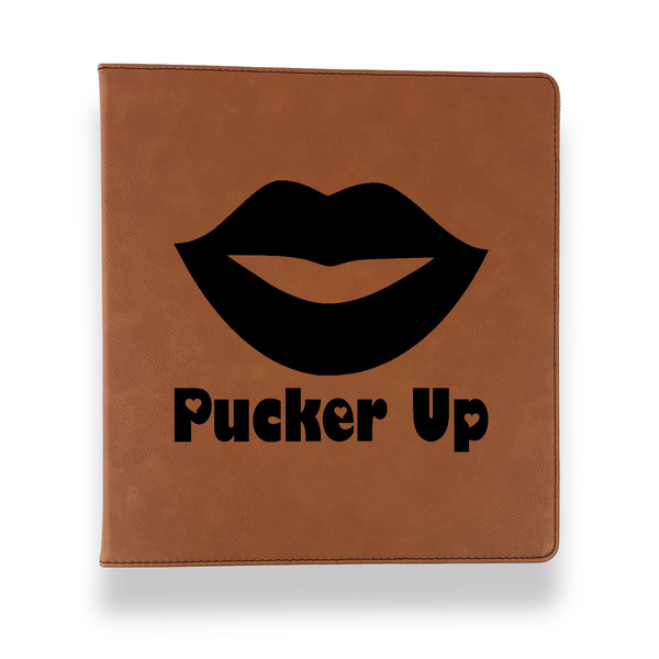 Lips (Pucker Up) Leather Binder - 1" - Rawhide - Front View