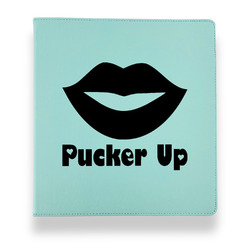 Lips (Pucker Up) Leather Binder - 1" - Teal
