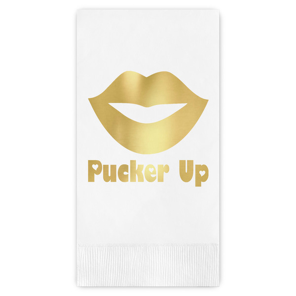 Custom Lips (Pucker Up) Guest Napkins - Foil Stamped