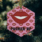 Lips (Pucker Up) Frosted Glass Ornament - Hexagon (Lifestyle)