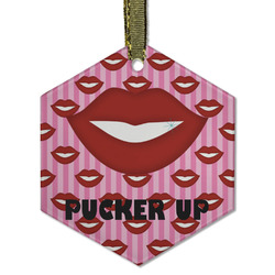 Lips (Pucker Up) Flat Glass Ornament - Hexagon