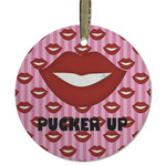 Lips (Pucker Up) Flat Glass Ornament - Round