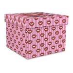 Lips (Pucker Up) Gift Box with Lid - Canvas Wrapped - Large