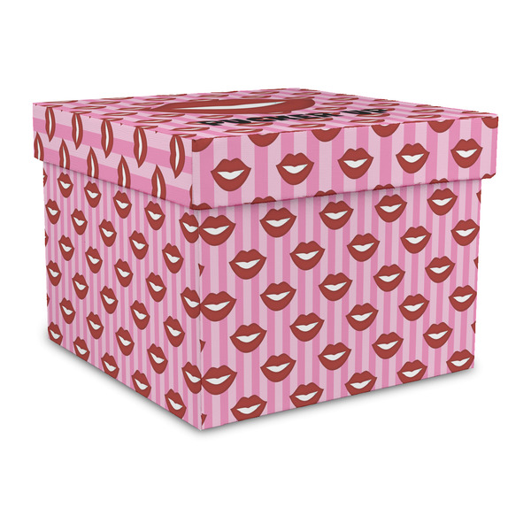 Custom Lips (Pucker Up) Gift Box with Lid - Canvas Wrapped - Large