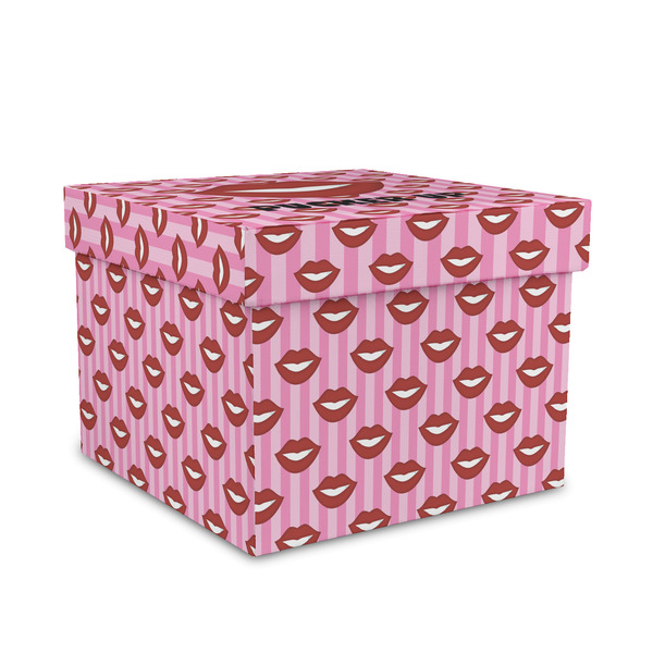 Custom Lips (Pucker Up) Gift Box with Lid - Canvas Wrapped - Medium