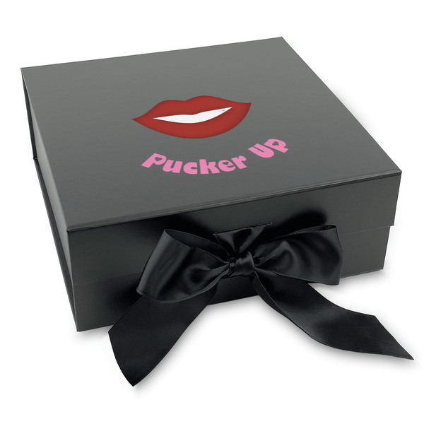 Custom Lips (Pucker Up) Gift Box with Magnetic Lid - Black