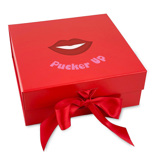 Custom Lips (Pucker Up) Gift Box with Magnetic Lid - Red