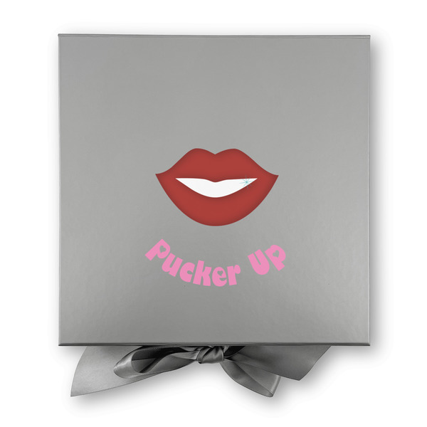 Lips (Pucker Up) Gift Boxes with Magnetic Lid - Silver - Approval