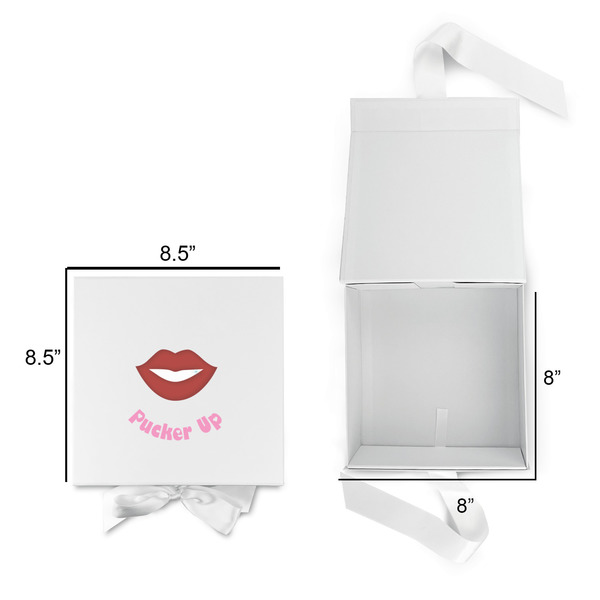 Lips (Pucker Up) Gift Boxes with Magnetic Lid - White - Open & Closed