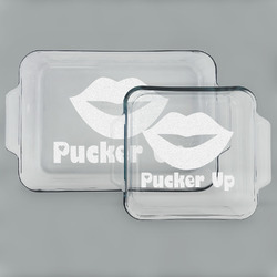 Lips (Pucker Up) Set of Glass Baking & Cake Dish - 13in x 9in & 8in x 8in