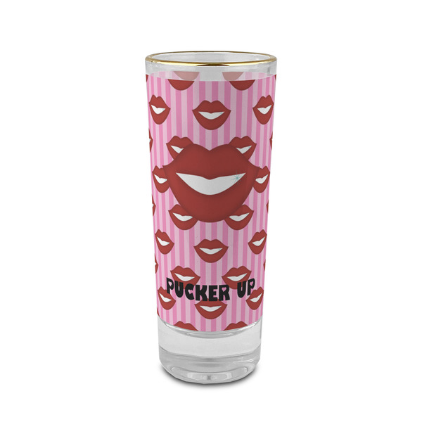 Custom Lips (Pucker Up) 2 oz Shot Glass - Glass with Gold Rim