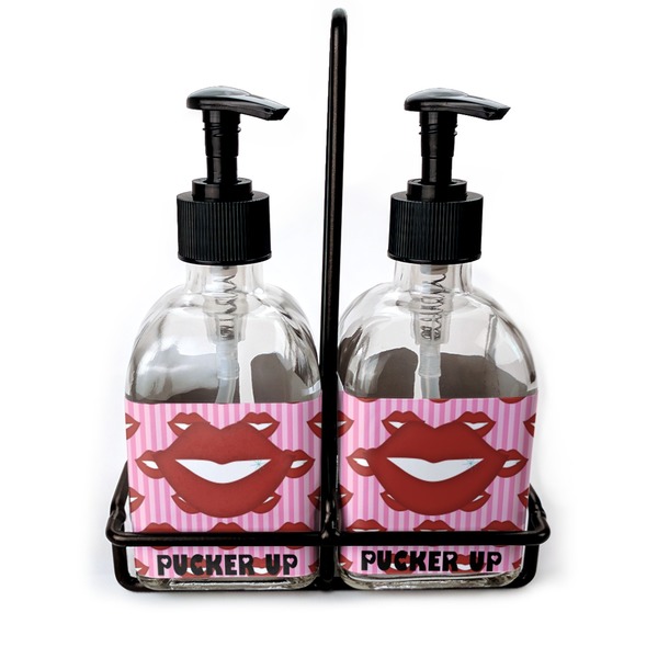Custom Lips (Pucker Up) Glass Soap & Lotion Bottle Set