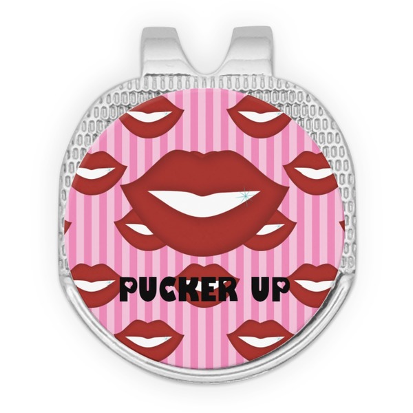 Custom Lips (Pucker Up) Golf Ball Marker - Hat Clip - Silver