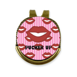 Lips (Pucker Up) Golf Ball Marker - Hat Clip - Gold