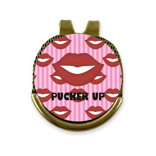Custom Lips (Pucker Up) Golf Ball Marker - Hat Clip - Gold