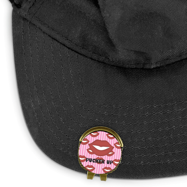 Lips (Pucker Up) Golf Ball Marker Hat Clip - Main - GOLD