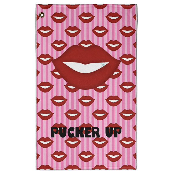 Custom Lips (Pucker Up) Golf Towel - Poly-Cotton Blend - Large