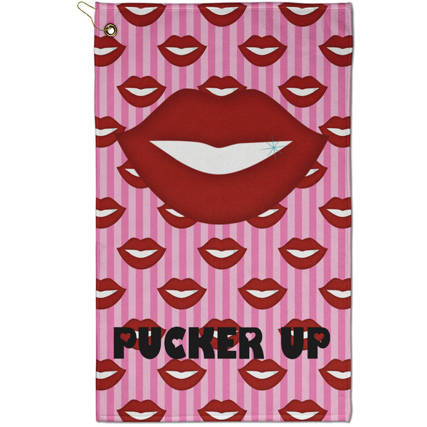 Custom Lips (Pucker Up) Golf Towel - Poly-Cotton Blend - Small