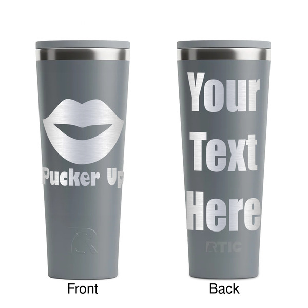 Lips (Pucker Up) Grey RTIC Everyday Tumbler - 28 oz. - Front and Back