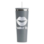 Lips (Pucker Up) RTIC Everyday Tumbler with Straw - 28oz - Grey - Single-Sided
