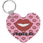 Lips (Pucker Up) Heart Plastic Keychain