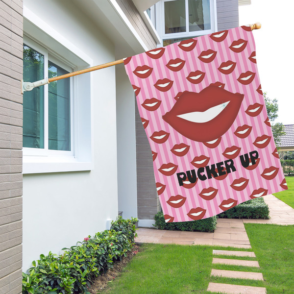 Lips (Pucker Up) House Flags - Double Sided - LIFESTYLE