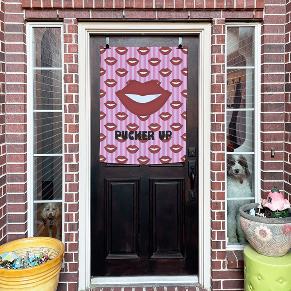 Lips (Pucker Up) House Flags - Double Sided - (Over the door) LIFESTYLE