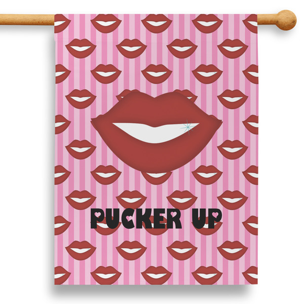 Custom Lips (Pucker Up) 28" House Flag - Double Sided