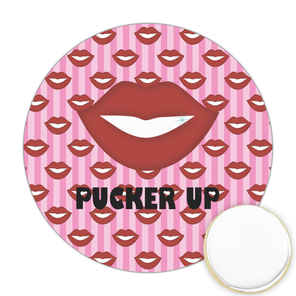 Custom Lips (Pucker Up) Printed Cookie Topper - Round