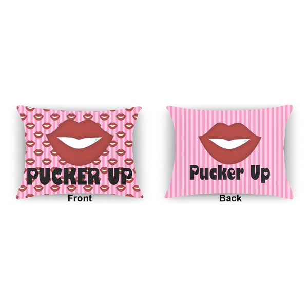 Lips (Pucker Up)   Indoor Rectangular Burlap Pillow (Front and Back)