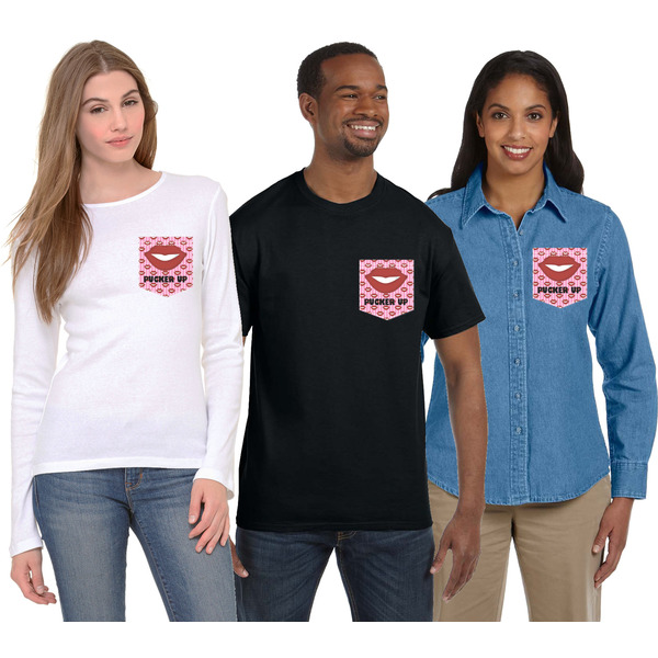 Lips (Pucker Up) Iron On Faux Pocket (On Garments)