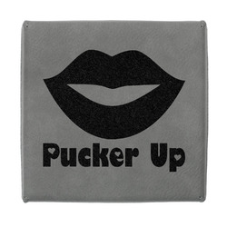 Lips (Pucker Up) Jewelry Gift Box - Engraved Leather Lid
